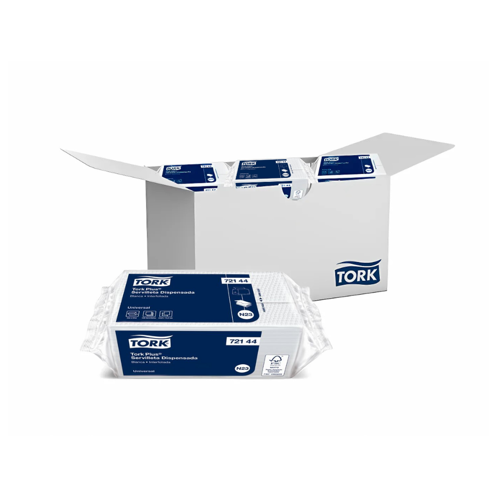 Servilleta Interfoliada Tork Plus Una Hoja Blanca - 100 hojas x 45 paquetes