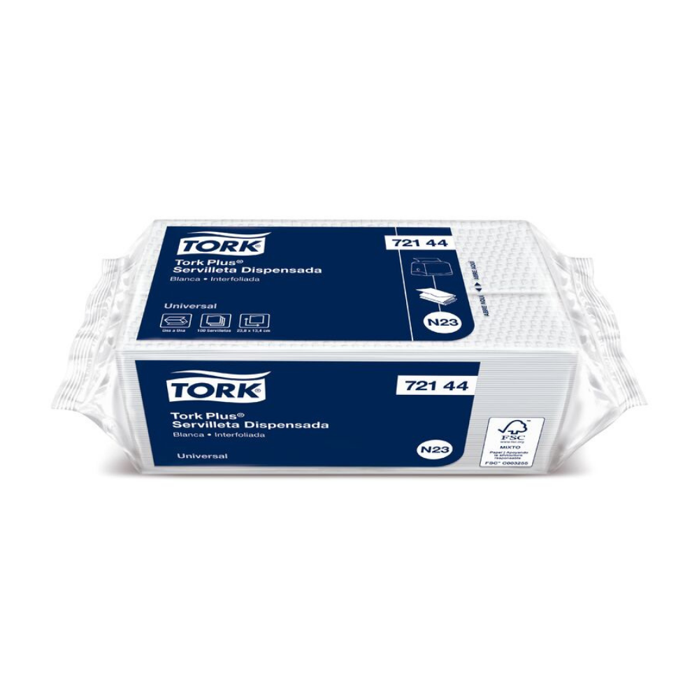 Servilleta Interfoliada Tork Plus Una Hoja Blanca - 100 hojas x 45 paquetes