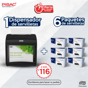 1 Dispensador Tork Xpressnap Cafe + 6 paquetes de servilletas
